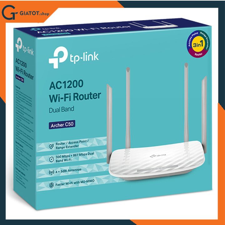 Bộ phát wifi băng tần kép TPLink Archer C50 Wireless AC1200Mbps