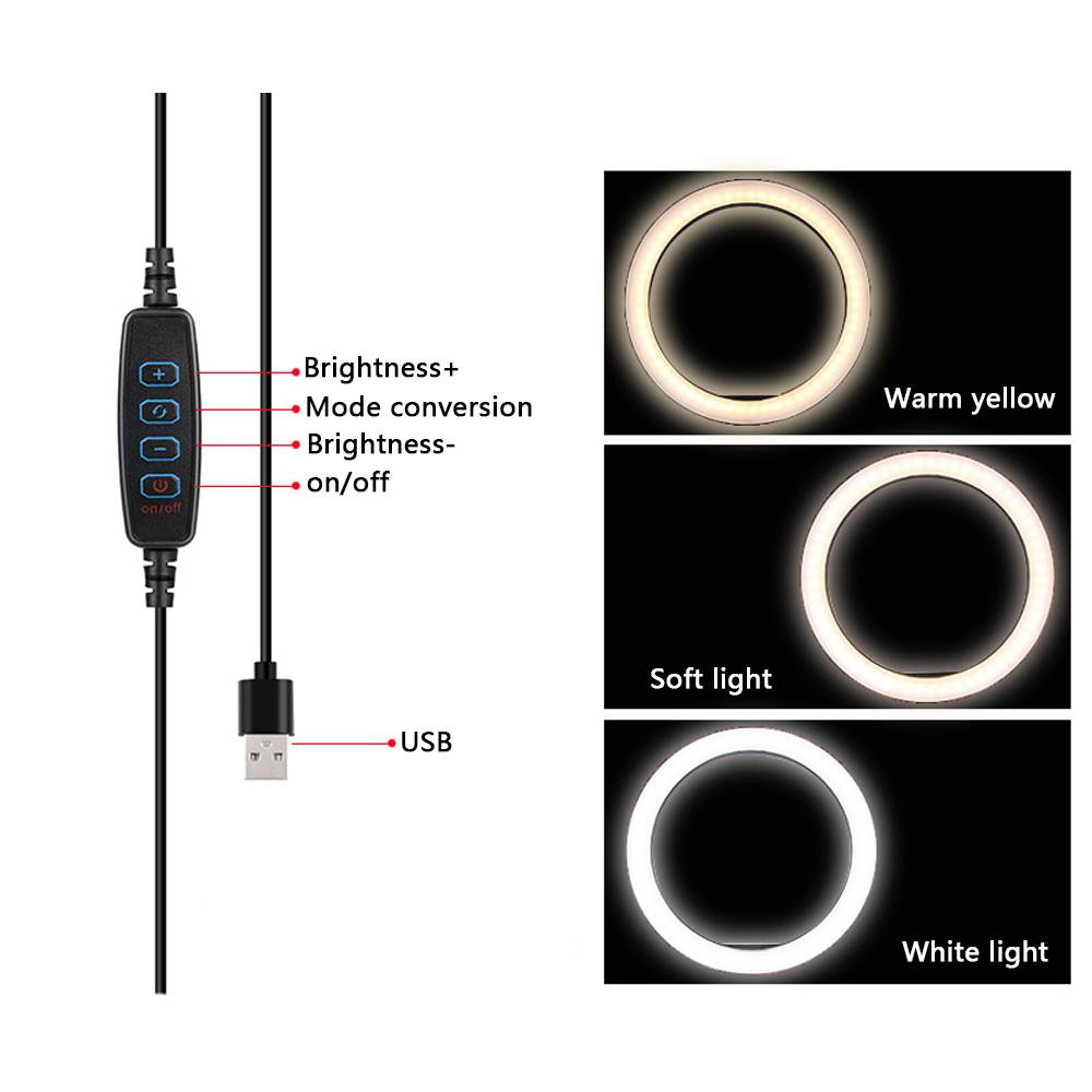 Đèn led vamvo led, ánh sáng vòng selfie 10 "với giá đỡ chân máy và giá đỡ điện thoại, đèn led có độ sáng 3 chế độ ánh sáng và độ sáng 8 để trang điểm, phát trực tiếp, vlog, nhiếp ảnh.