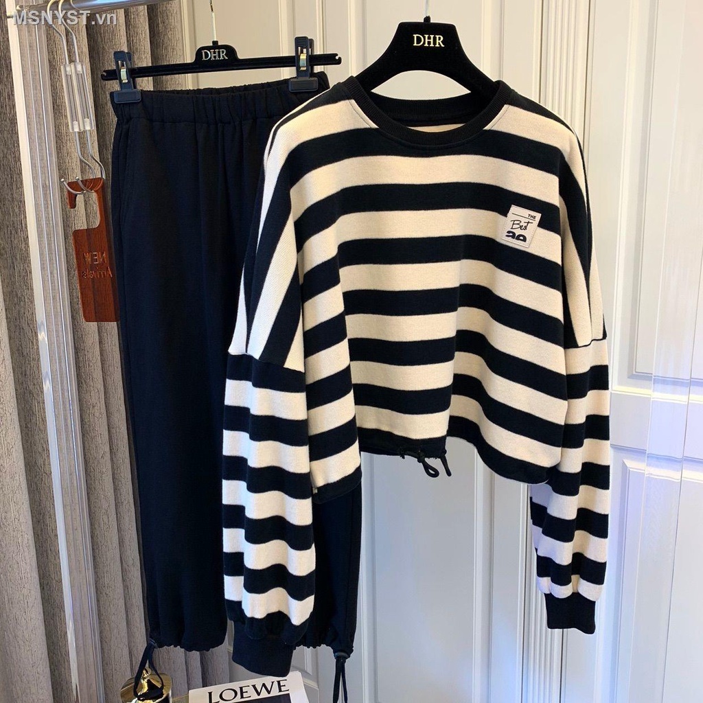 Áo Sweater Dệt Kim Dáng Rộng Kẻ Sọc Kiểu Hàn Quốc Thời Trang Mùa Thu 2020 Cho Nữ