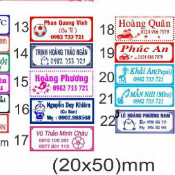 Nhãn tên.bảng tên, phù hiệu, logo Mẫu 13 đến mẫu 22
