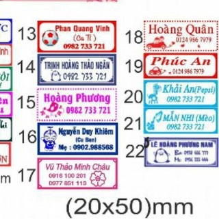 Nhãn tên.bảng tên, phù hiệu, logo Mẫu 13 đến mẫu 22