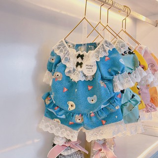 Bộ Ngủ Pijama Cộc Tay Kate Phối Ren Cho Bé Yêu Từ 10-28kg - Babi mama BN13-2021