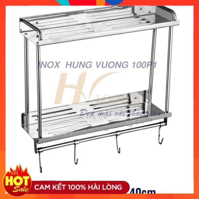 Kệ Đựng Gia Vị 2 tầng,kệ xà bông tắm,khay để đồ đa năng Treo Có Móc 2 Tầng Inox 304 tấm cao cấp sáng bóng loại 1