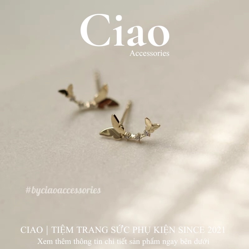[HOẢ TỐC 1H] Khuyên tai/ Bông tai mạ bạc S925 thiết kế hoạ tiết xinh xắn Sydney Ciao