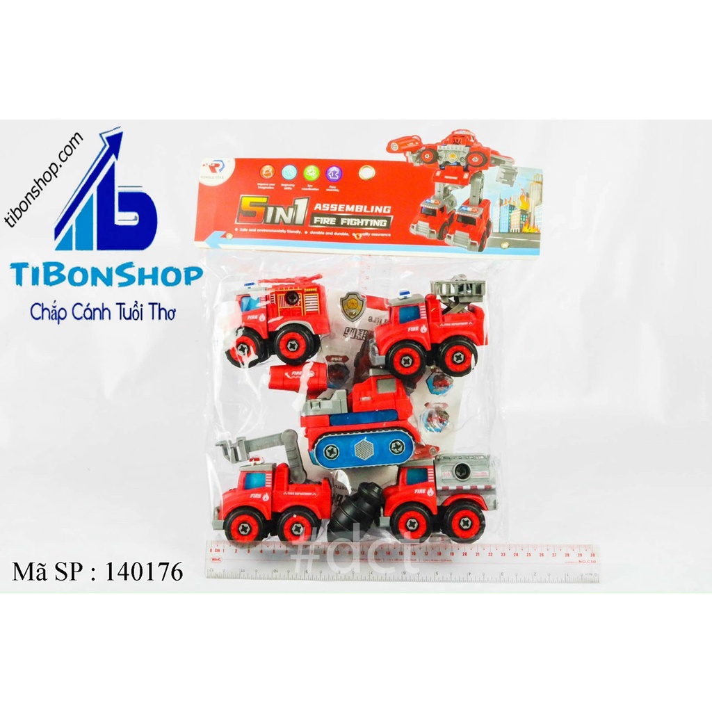 ĐỒ CHƠI LẮP RÁP Ô TÔ CỨU HOẢ BIẾN HÌNH THÀNH ROBOT 5 TRONG 1 VỚI HƠN  CHI TIẾT BẰNG VÍT