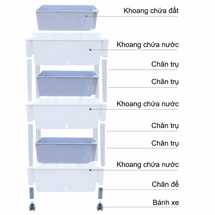 Giá trồng rau tự dưỡng 3 tầng Không cần tưới nước Kệ trồng rau thông minh cho sân thượng ban công