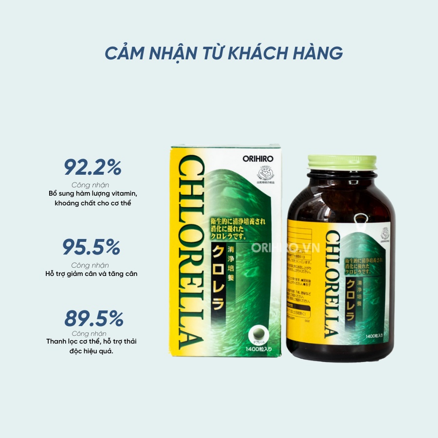 Tảo Lục Clean Chlorella hỗ trợ bảo vệ tim mạch Orihiro 1400 viên