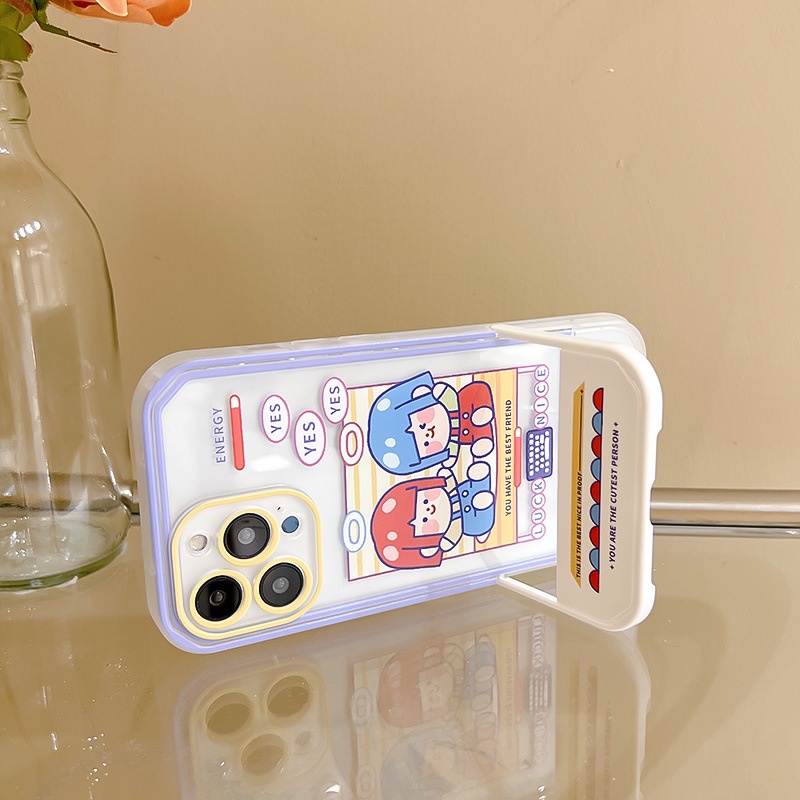 Ốp Điện Thoại Kèm Giá Đỡ Tàng Hình Họa Tiết Hoạt Hình Cho Iphone13Promax / 12Pro / Creative 11 / 6 / 7 / 8 / PLUS