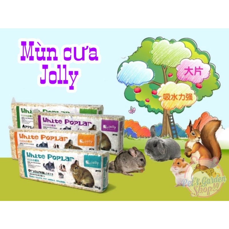 Mùn cưa cao cấp Jolly 1kg - Lót chuồng cho hamster, sóc, thỏ, bọ ú,...