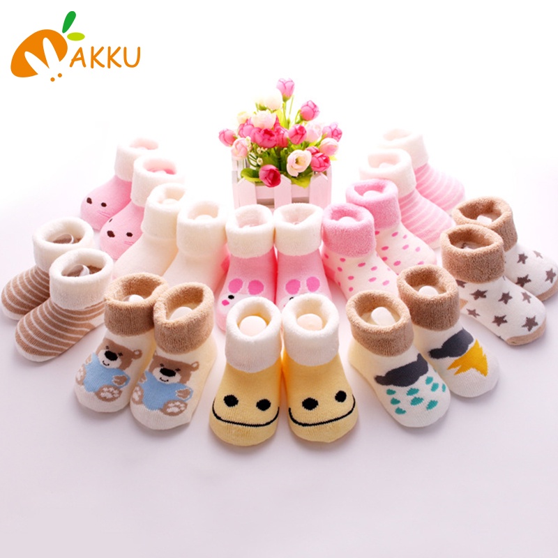 Set 5 Đôi Tất Thiết Kế Dày Dặn Thời Trang Mùa Thu Đông Dành Cho Bé Từ 0-3 Tuổi