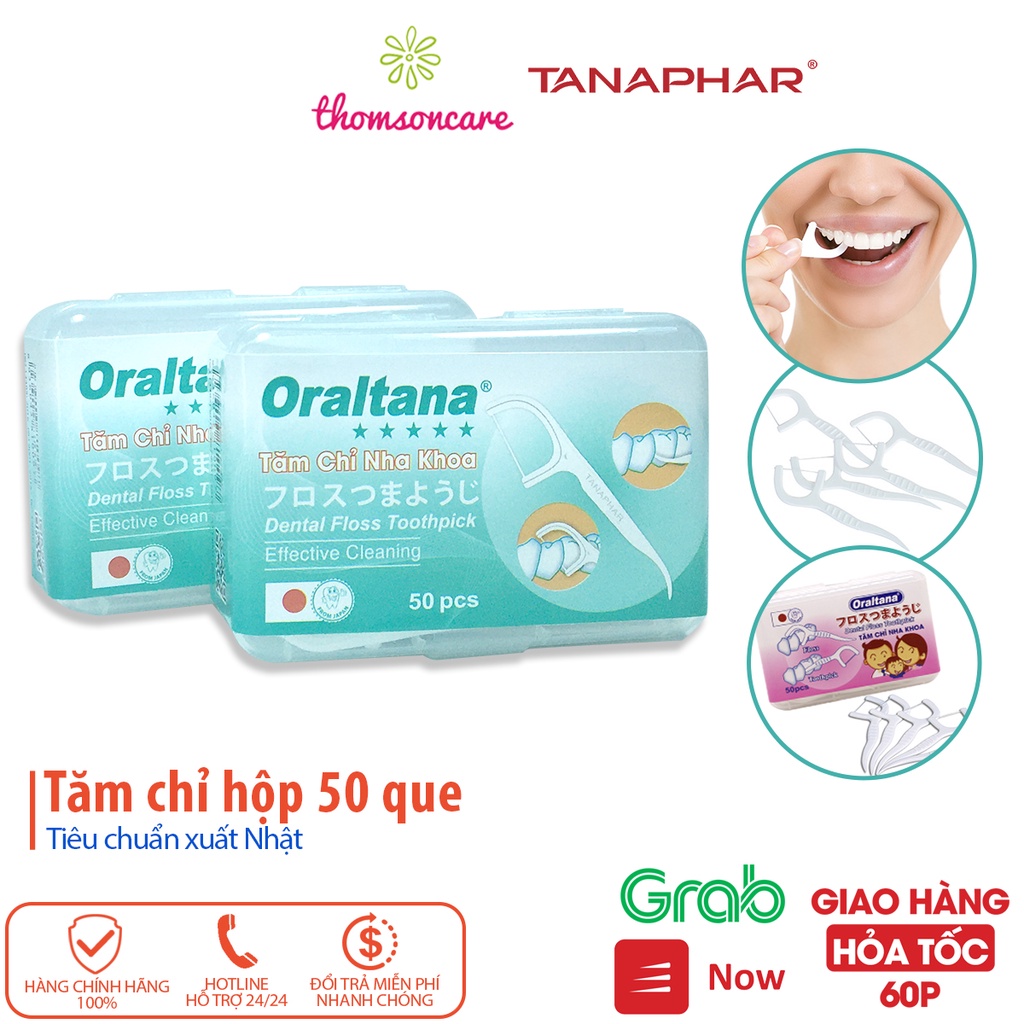 Tăm chỉ nha khoa Oraltana - Hộp 50 cái Xuất Nhật - chỉ kẽ răng, vệ sinh răng miệng