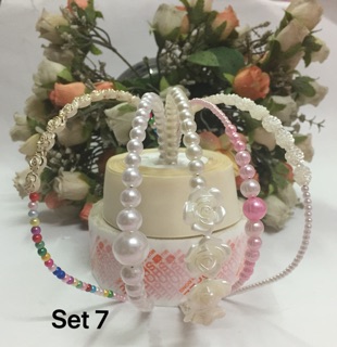 14/- Set 5 cài tóc/bờm tóc ngọc trai handmade