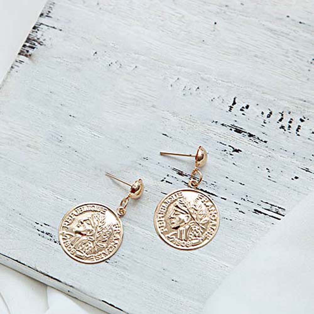 Khuyên Tai Kim Loại Hình Đồng Xu