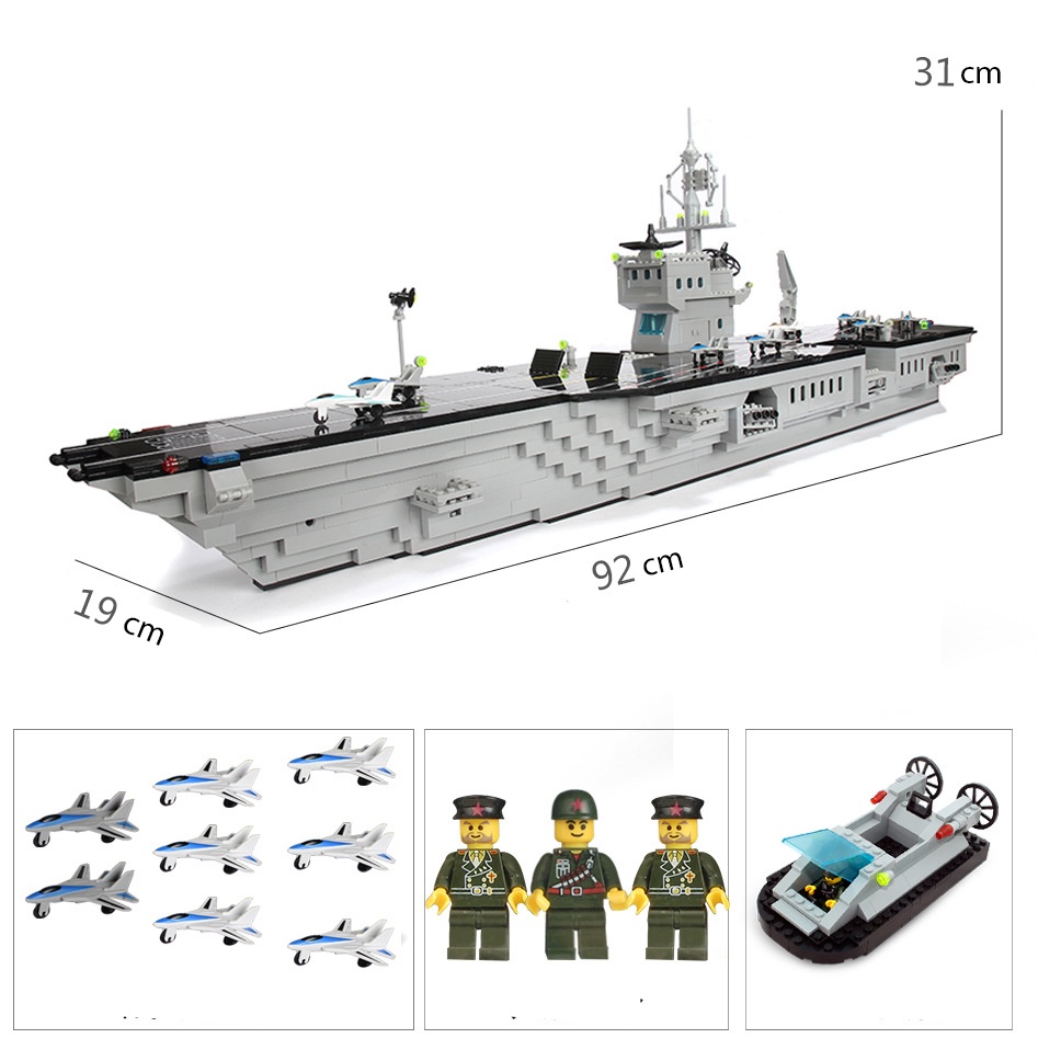 Đồ chơi Lắp ráp thuyền sân bay cỡ lớn, Enlighten 113 Xếp hình thông minh, Mô hình quân sự