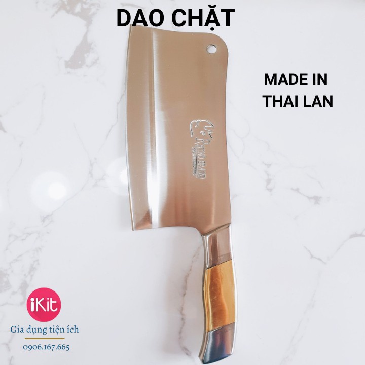 ☾☌Dao chặt xương cán đồng inox Thái Lan cao cấp. gà, vịt. Làm bằng thép không gỉ chắc chắn