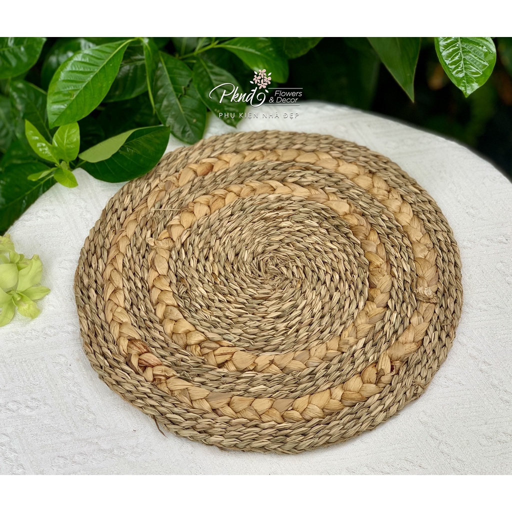 Tấm lót, thảm cói hình tròn đa dạng họa tiết, lót bình hoa, trang trí bàn ăn | PKND FLOWERS & DECOR NB01