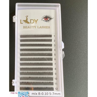 Mi Dưới Mix Độ Cong B, Độ Dày 0.10, Độ Dài 6-8mm Mi Lady Beauty Lashes - Lẻ 1 Khay