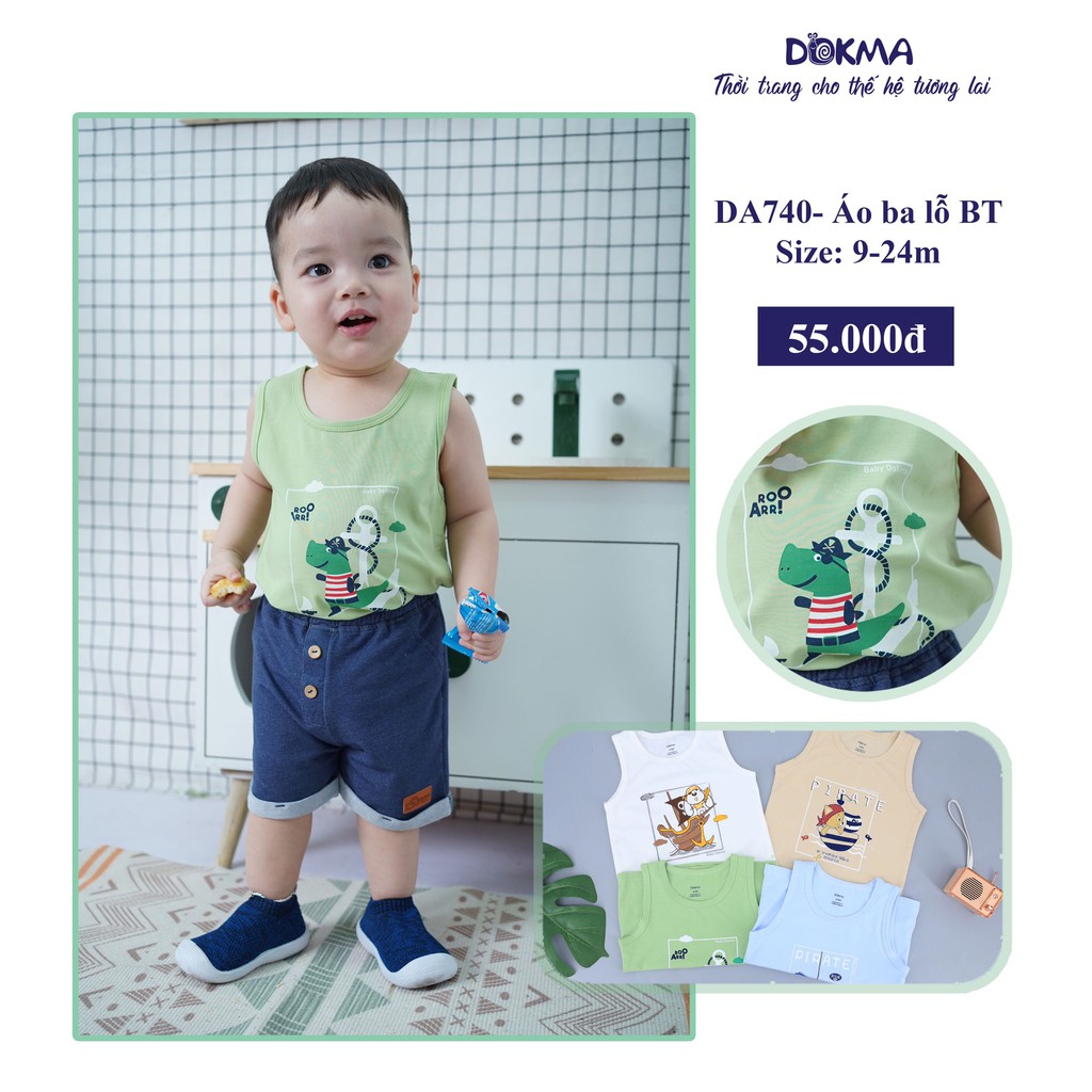 (6-24M) Áo ba lỗ / áo sát nách vải cotton cho bé - DOKMA