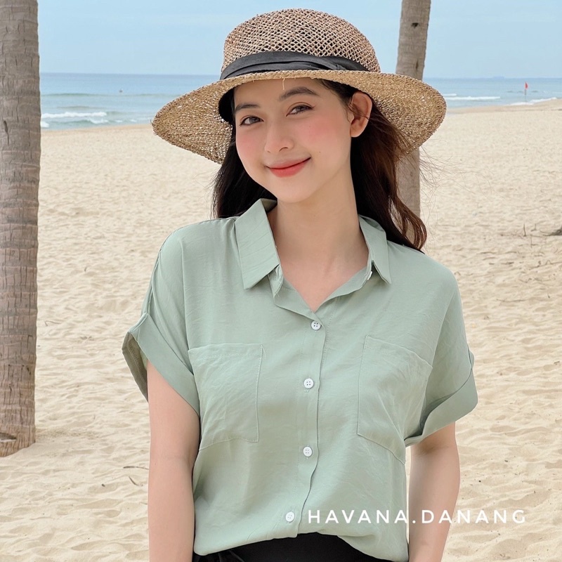 Áo sơ mi lụa nữ ngắn tay, sơ mi ullzang tay cộc nhiều màu phong cách hàn quốc