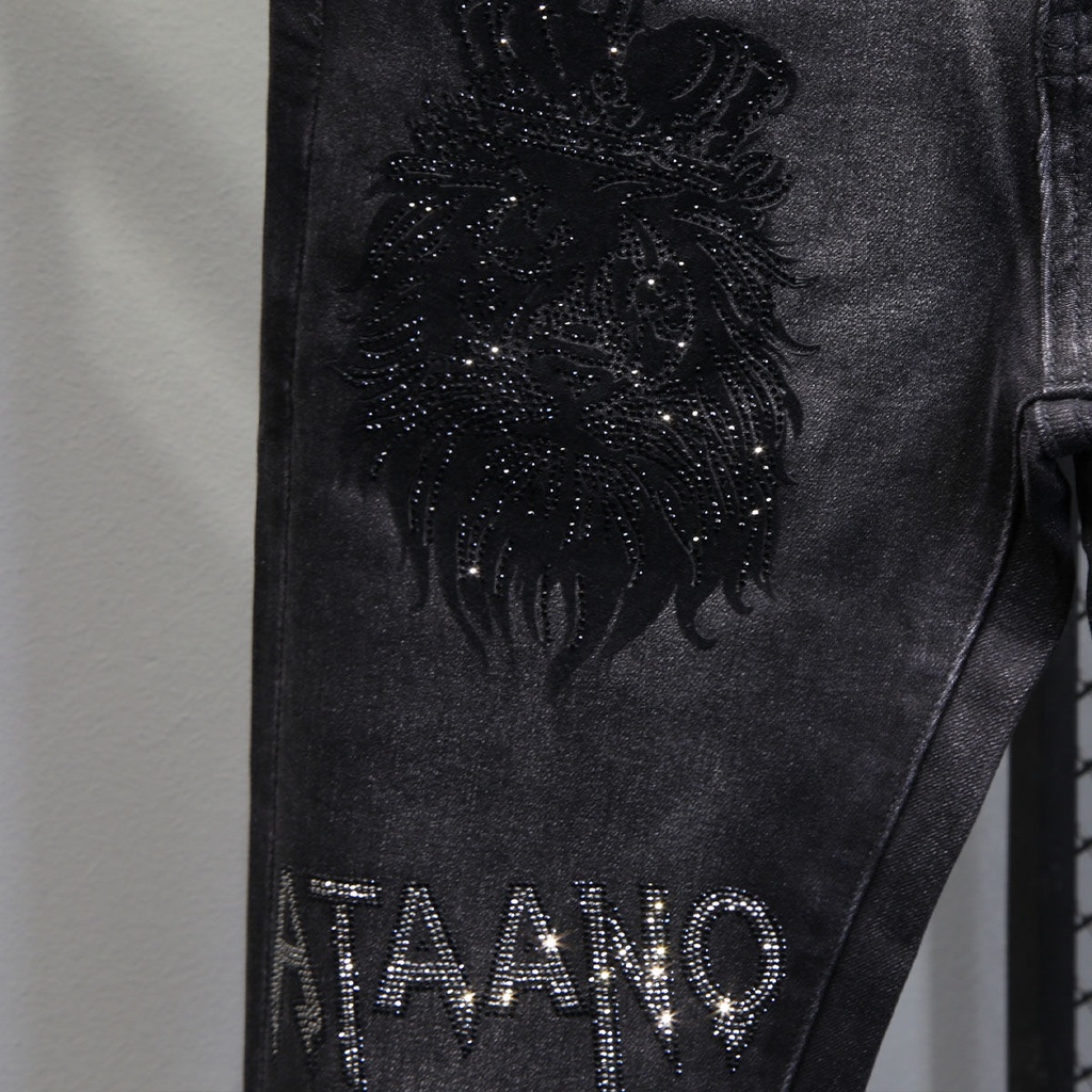 Quần Jeans Nam Co Dãn In Hình Kim Cương Thời Trang