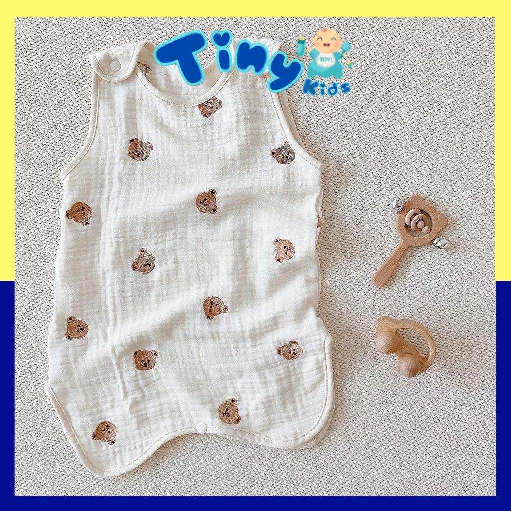 Túi Ngủ Sợi Gạc Cute Bear 100% Organic Giữ Ấm Cơ Thể Bé - Tiny Kids