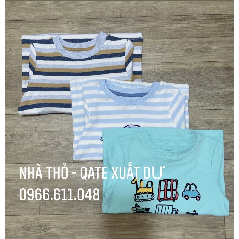 ÁO PHÔNG DÀI TAY XUẤT XỊN HOẠ TIẾT SỌC VÀ OTO CHO BÉ TRAI size 12/18M