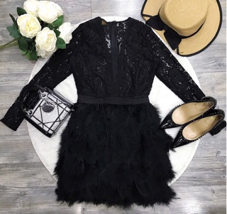 JUMPSUIT REN TAY DÀI PHỐI LÔNG VŨ MPB