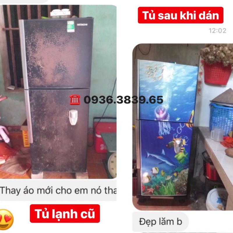 Miếng dán tủ lạnh các mẫu (khổ 1,5m x 60cm) không thấm nước, có sẵn keo dán