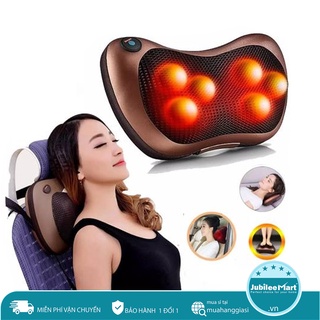 HỎA TỐC 2H - Gối massage hồng ngoại 8 bi cao cấp. Massage cổ vai gáy, hỗ trợ trị liệu, giảm đau mỏi. Bảo hành 12 tháng