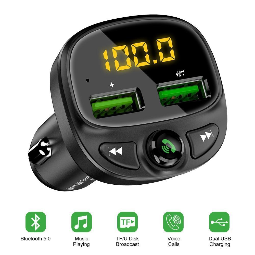 Tẩu sạc ô tô Bluetooth HY-87 cao cấp | Nghe nhạc Mp3, 1 cổng sạc nhanh QC 3.0, 1 cổng USB và khe cắm thẻ nhớ