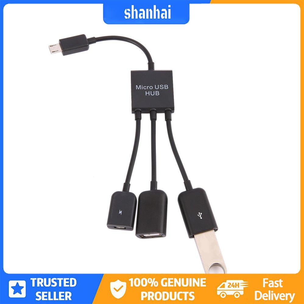 3 trong 1 Micro USB HUB Nam sang nữ Cáp USB 2.0 Host OTG Máy chủ lưu trữ 3 trong 1