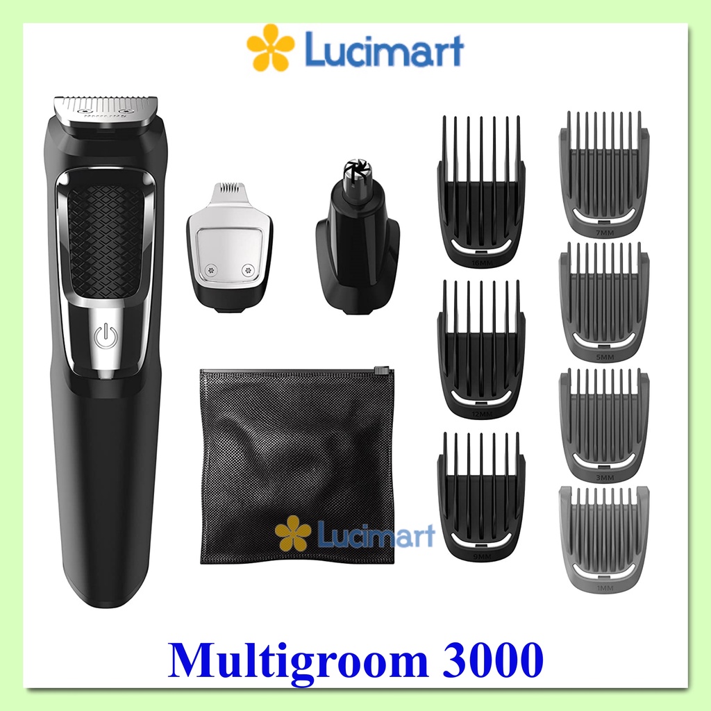 Tông đơ Philips Norelco Multigroom 3000, 5000 đa năng, giúp cắt tỉa râu, tóc, lông mũi [Hàng Mỹ]