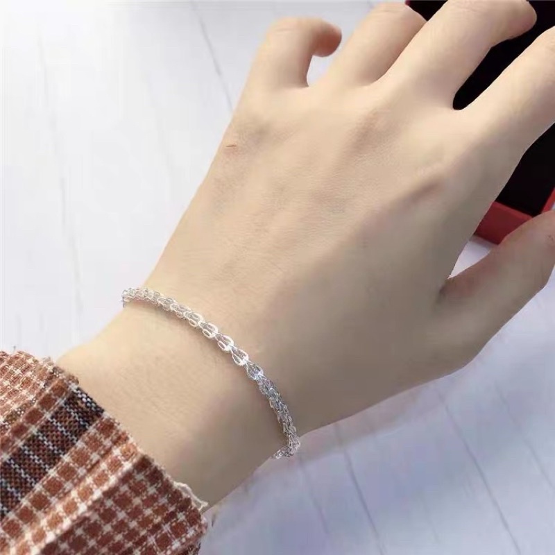 Lắc tay nữ bạc ý cao cấp DaLiA Jewelry xếp lá dày dặn