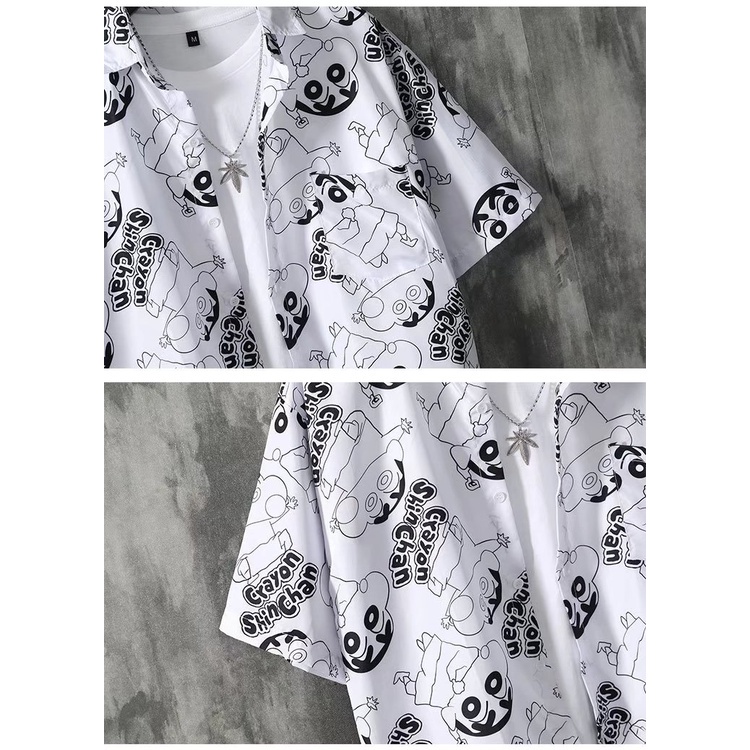 Korean Style Cute Cartoon Short Sleeve Shirt For Men
