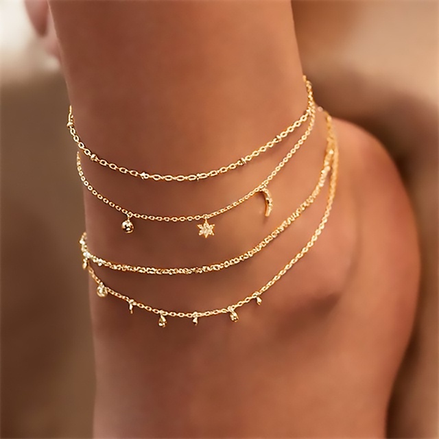 Lắc chân 2 lớp gắn hình bướm thời trang Bohemia mùa hè cổ điển cho nữ