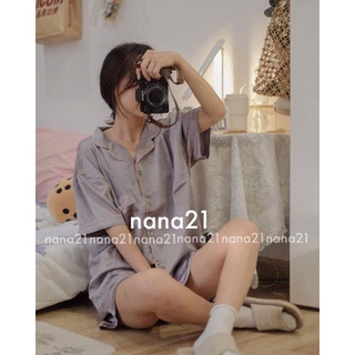 Set pijama lụa thêu tim