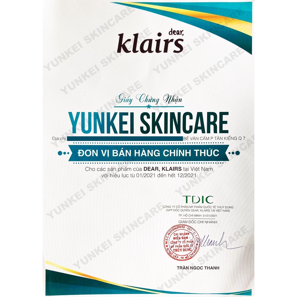 Nước hoa hồng Klairs Supple Preparation Unscented Toner 180ml