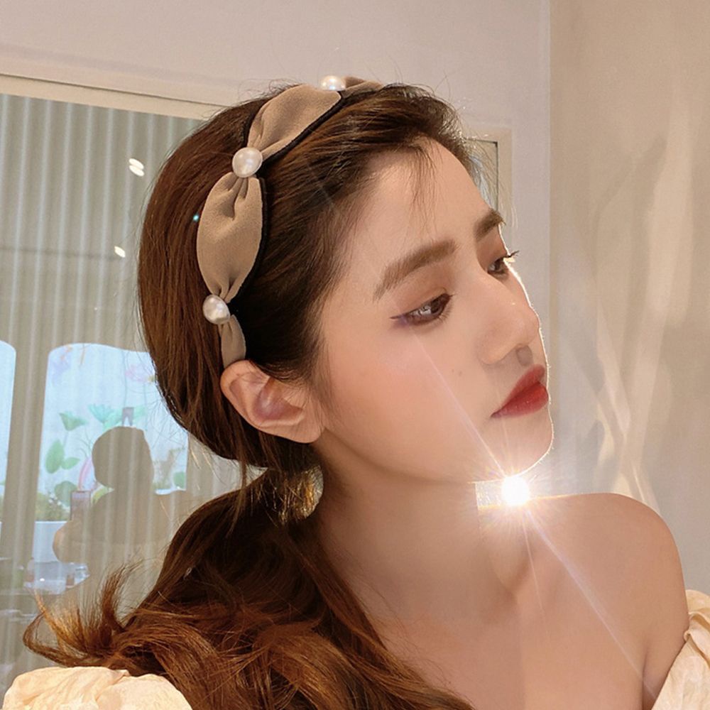 Băng đô vải đính ngọc trai nhân tạo nhiều màu phong cách Hàn Quốc sang trọng cho nữ