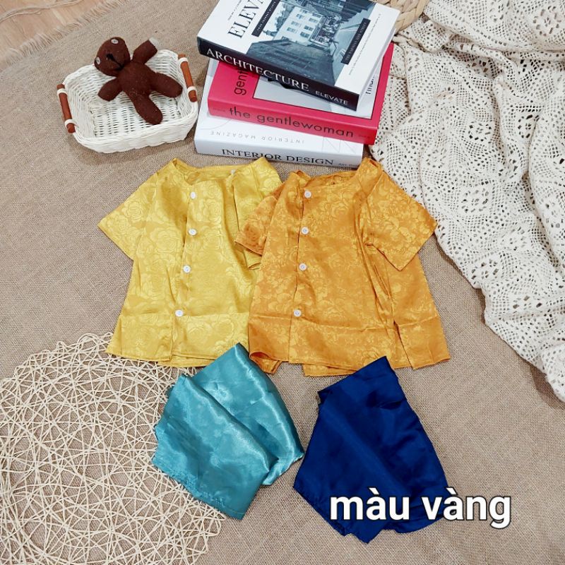 (8-18kg) Bộ bà ba mẫu mới từ Bộ quần áo bà ba vải gấm lụa cho bé gái TB12
