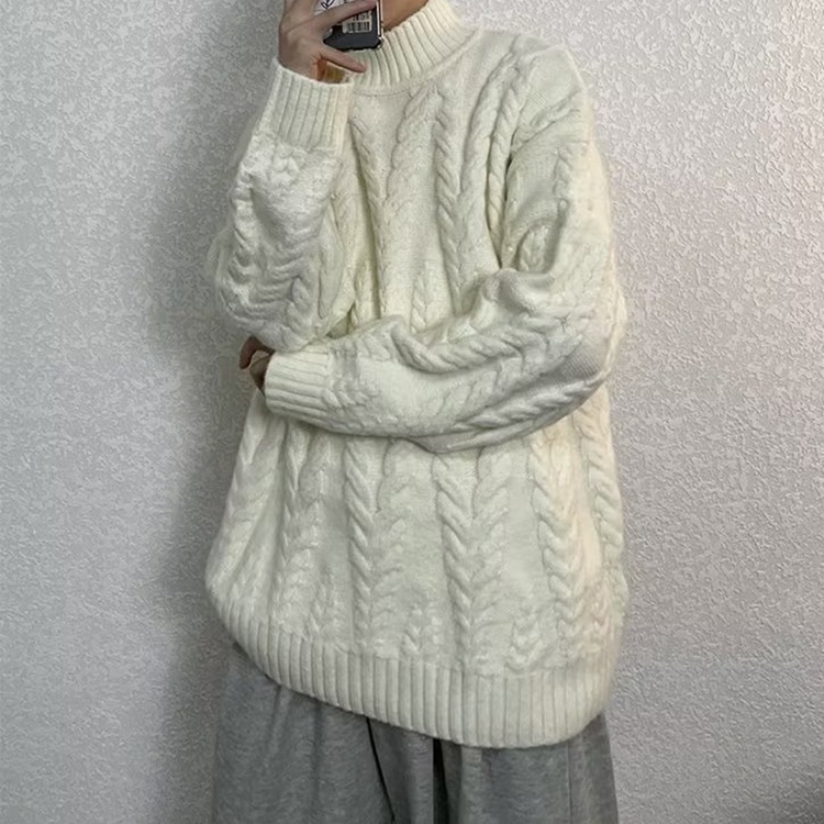 Áo sweater Cổ Tròn Dáng Rộng Màu Sắc Đơn Giản Cho Nam Giới