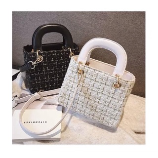 ORDER - Túi dạ tweed dáng hộp vuông Lady D.io.r