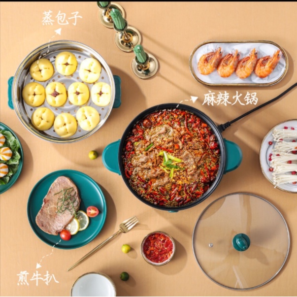 [MẪU MỚI] Nồi điện đa năng, Bếp điện chiên xào, lẩu hấp đa năng phủ lớp chống dính công nghệ Nhật Bản