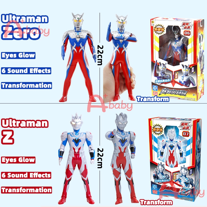 Ultraman Mô hình siêu nhân đồ chơi Zero/ Geed/ Rosso/ Taiga/ Z/ X/ Tiga có đèn và âm thanh dành cho bé trai