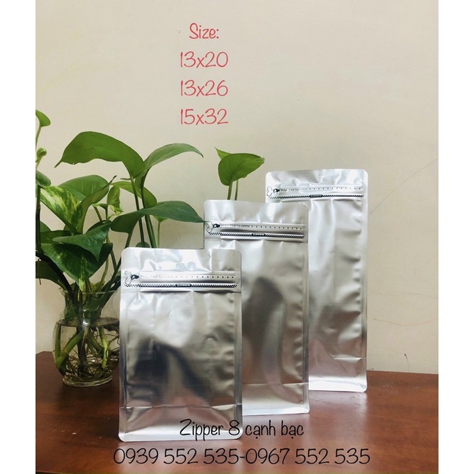 Túi zipper đựng cafe có 8 cạnh đáy vuông