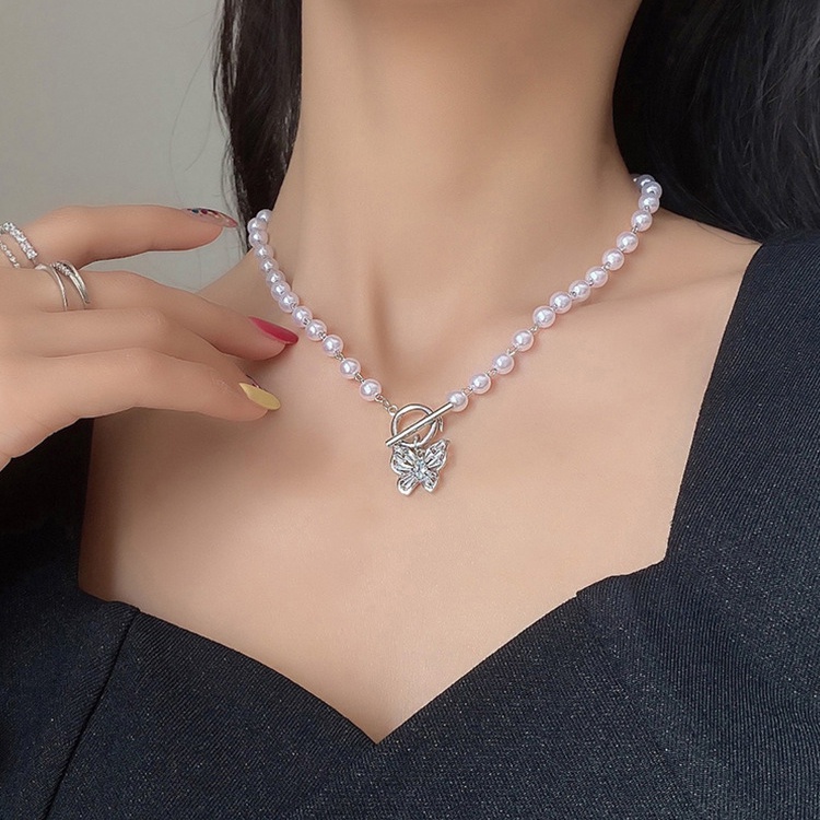 Vòng cổ iF YOU mặt bướm màu bạc phong cách Hàn Quốc thanh lịch cho nữ