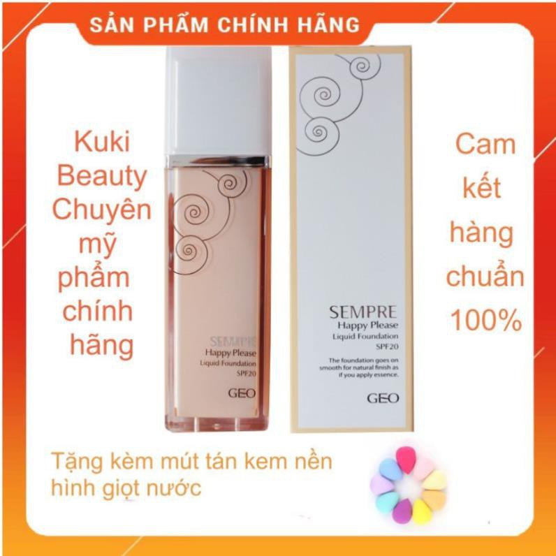 [ TẶNG MÚT TÁN KEM NỀN] Kem Nền Geo Sempre Happy & Please Liquid Foundation nâng tone trắng mịn da | BigBuy360 - bigbuy360.vn