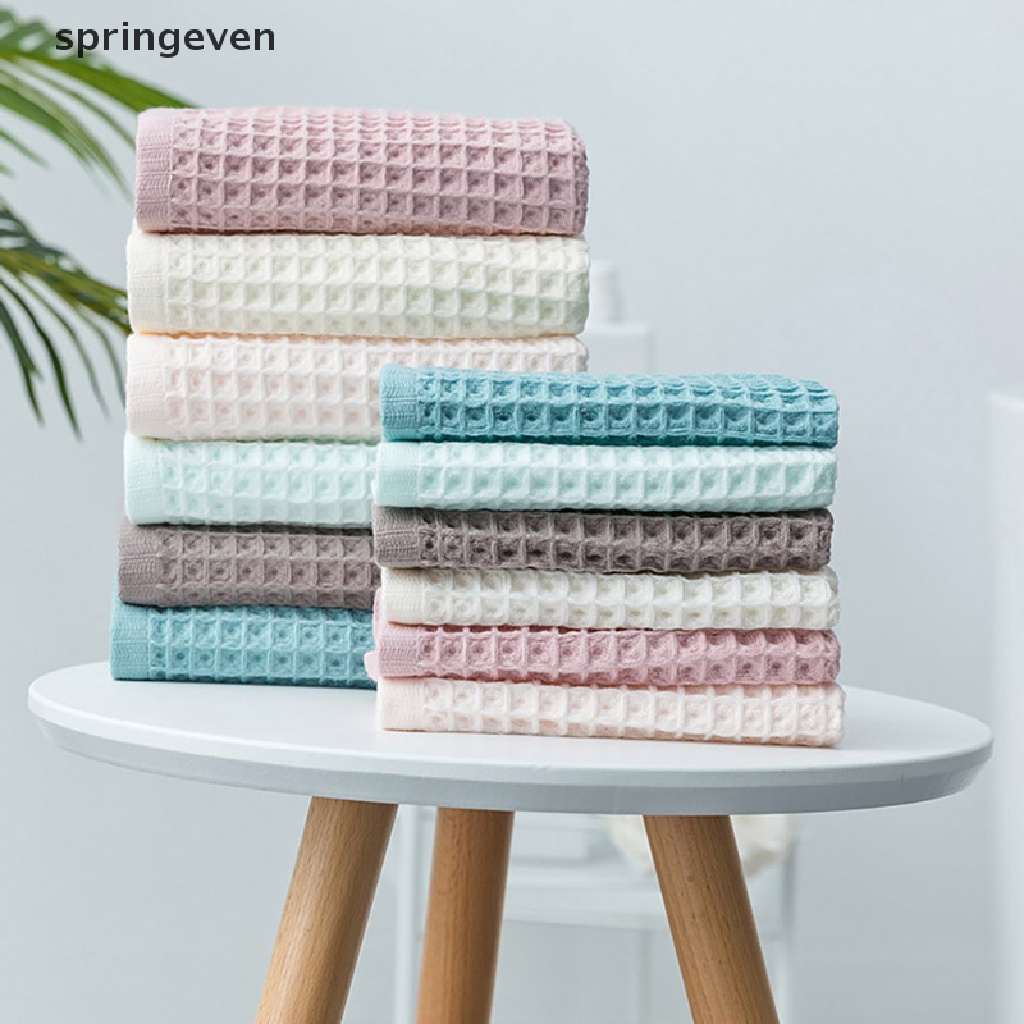 Springeven Waffle Khăn Mặt Cotton Vuông Mềm Mại Họa Tiết Kẻ Sọc Cho Người Lớn