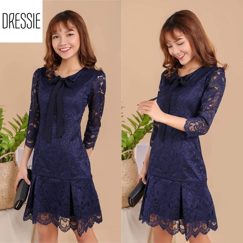 [HÌNH THẬT] Váy Áo Đầm Ren Ôm Body DRESSIE Đuôi Cá Thời Trang Công Sở Dạo Phố Dự Tiệc Cưới Xinh Xắn - DB73 (Xanh)