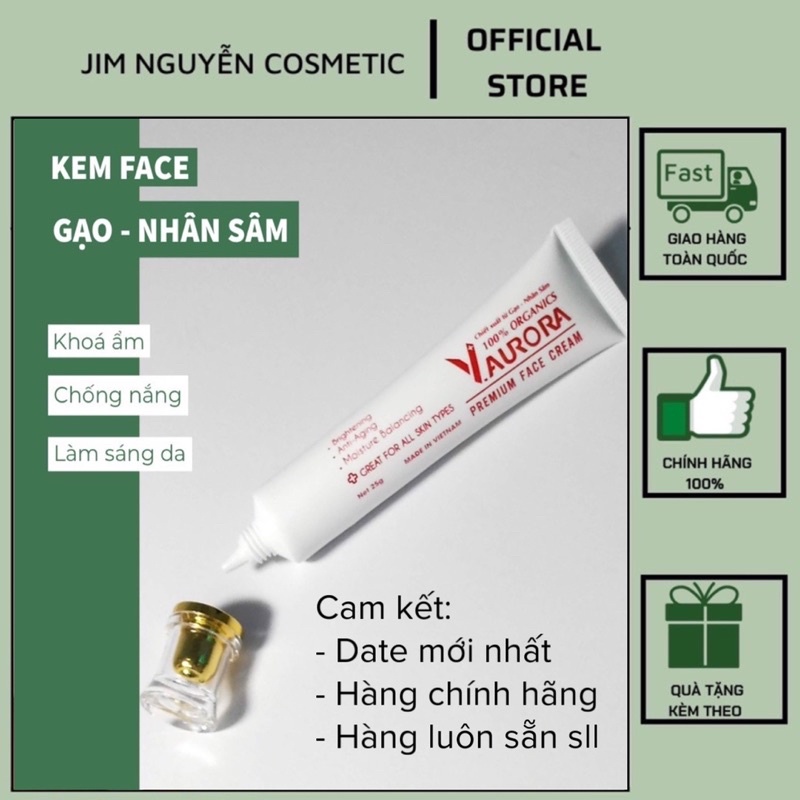 [GIÁ SỈ] Kem face Vaurora, Kem face gạo sâm Vaurora (3 tuýp)