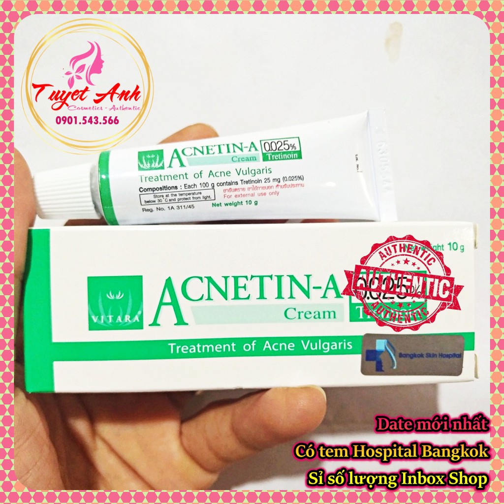 [Auth-date mới] Tretinoin Acnetin A mẫu mới Retin A - Kem hỗ trợ giảm mụn, tretinoin 0.05%, 0.025%  [10gr-30gr]